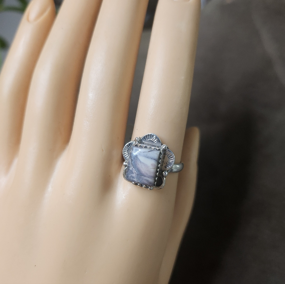 Porcelain Jasper Sterling Silver Ring | 925 Statement Stone | Boho Artisan - Picture 4 of 14